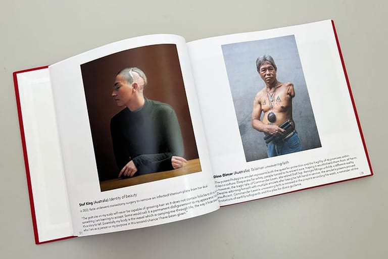Pre order: 2023 Head On Photo Awards catalogue with a picture of a man with tattoos.